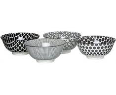 Ritzenhoff & Breker Lot de 4Â Bols, Porcelaine, Blanc et Noir, 15,5Â x 15,5Â x 7,5Â cm