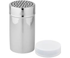 Fackelmann 42909 Saupoudreuse Ã Larges 7x13cm en INOX/PE, Acier Inoxydable, Argent/Blanc, 13 x 7 x 7 cm