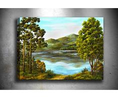 Bonamaison Peinture sur toile, multicolore, 30 x 40 cm - Conçu et fabriqué en Turquie