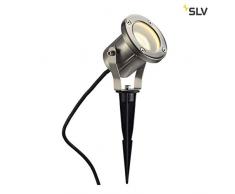 SLV 229740 Nautilus Piquet en acier inoxydable, GU10, max. 35 W, avec câble, 1,5 m et prise, en acier, argent,