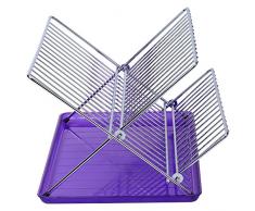 Sauvic 91035-Ãgouttoir Ã Vaisselle, Pliable, Inoxydable 18/8, Plateau Lila, 36,5 x 26 x 22 cm.