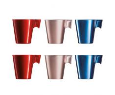 Luminarc Flashy Lot de 6 tasses à café avec anse en verre pour micro-ondes 22 cl