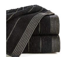 Eurofirany Lot de 6 Serviettes de Toilette en Coton Doux 50 x 90 cm avec Coutures mÃ©talliques Ã Paillettes Noir