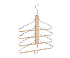 Relaxdays 10024652_302 Lot de 4 cintres Ã vÃªtements, Bois, mÃ©tal, Naturel, 49 x 42,5 x 2,5 cm