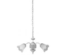 Lampe Suspension Luminaire Fleurs Romantique Style Art Nouveau 3 LumiÃ¨res Chrome/Blanc 7243n