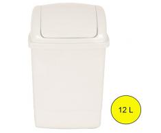 MSV 100373 Poubelle Ã Bascule 12 litres, Plastique, Blanche, 28x46x46 cm