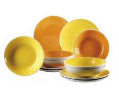 Domestic 923200 Service de Table Assiettes 12 PiÃ¨ces Two Tone Jaune / Orange