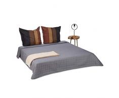Relaxdays Dessus de lit gris couvre-lit matelassé 240 x 260cm polyester canapé linge de lit textile jetée moelleux, gris