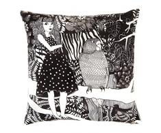 Nadja Wedin design La Fille Robe à Pois en Velours â Housse de Coussin 48 X 48 cm, Noir/Blanc