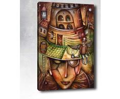 Bonamaison Peinture sur toile, multicolore, 70 x 100 cm - Conçu et fabriqué en Turquie