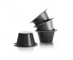 Ibili 827800 Lot de 4 Moules Crème Caramel Moka Acier 8 cm