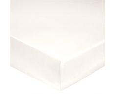 Blanc des Vosges Uni 57 Fils Drap Housse 2 Tetes Coton Coquille 160 x 200 cm bonnet de 27 cm