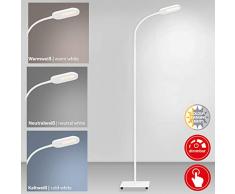 Briloner Leuchten 1297-016 LED, lampadaire à Gradation, régulateur de température de Couleur, 8 Watt, 600 Lumen, Blanc, 8 W, weiÃ