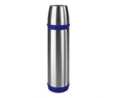 Emsa 502472 CAPITAIN Bouteille isotherme avec gobelet, fermeture à vis BASIC, 100% hermétique, 500 ml, Bleu/acier inoxydable