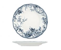 H&H Adelaide Set Assiettes, Porcelaine, Blanc/Bleu, 6 unités