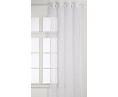 Home Maison 09370-8-AL Voilage Etamine Légère Brodée avec Oeillets Ronds Blanc/Argent 140 x 260 cm