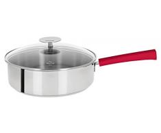 Cristel-S24MF - Sauteuse inox 24cm - PoignÃ©e backÃ©lite framboise + couvercle- Collection Mutine