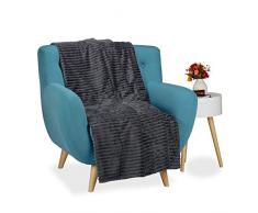 Relaxdays Couverture polaire couvre-lit moelleux housse canapÃ© fauteuil jetÃ©e de lit plaid 150 x 200 uni, anthracite