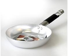 Pentole Agnelli Poêle Basse évasée en Aluminium, épaisseur 3 mm, avec poignée Tubulaire en Acier Inoxydable, argenté 20 cm Argent