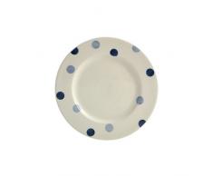 Fairmont and Main Lot de 4 assiettes Ã dessert en faÃ¯ence Pois bleus CrÃ¨me