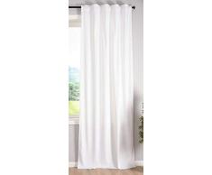 Gardinenbox Milano Rideau à Passants en Velours Opaque avec Cordon de Serrage Noir, Polyester, Blanc, 1er-Pack HxB 280x135 cm