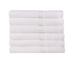 Bambinex Serviette de Bain en Coton (6 Pack, 390GSM), Peigné, Blanc, 70x120 cm