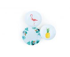 Excelsa 61507 Service de Table 18 piÃ¨ces, Porcelaine, Blanc avec des DÃ©corations