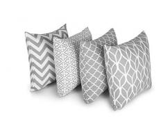 Penguin Home Housse de Coussin, Cotton, Gris, 45x45 Cm