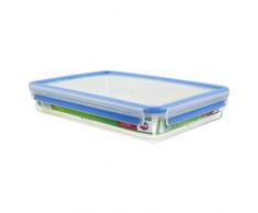 Emsa 508545 Boîte alimentaire rectangulaire avec couvercle, 2.6 Litres, Transparent/bleu, Clip & Close
