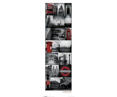 1art1 Londres Midi Poster - Collage en Rouge (91 x 30 cm)