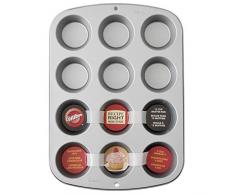 Wilton 03-3118 Moule à cupcakes/muffins avec recette droite, antiadhésif, 12 trous Acier