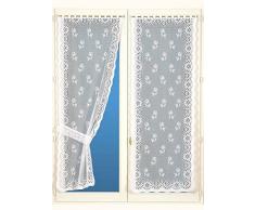 HomeMaison Bonne-Femme Paire de Rideaux avec Embrasses, Polyester, Blanc, 160x60 cm