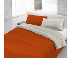 Italian Bed Linen CP-NC-terra/panna-1P Natural Color housse de couette double-face couleur unie avec taies doreiller, 100 % Coton, Terre/Crème, single