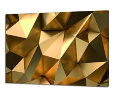Pintdecor Triangles Panneau Lumineux, Bois de Sapin, Or, 100Â x 70Â x 4.5Â cm