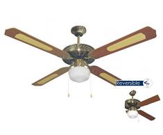 bastilipo Carthagène Ventilateur de plafond avec lumière E27, 60 W, cuir, 132 x 47 cm