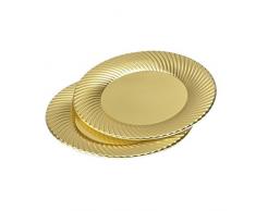 Viphome 6ASJ065OR Lot de 6 Assiettes Rond Or 25 cm