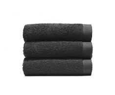 Home Basic - Lot 3 Serviettes Eponge, 33x50 cm Serviette invité, 50x100 e Maxi Drap de Bain 100x150 cm, Couleur Gris