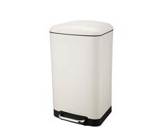 Zodiaque rectangulaire Poubelle à pédale, Plastique, crème, 30 Litre