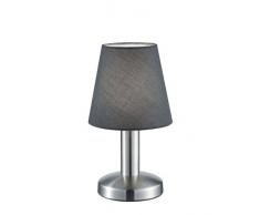 TRIO, Lampe de table, Mats 1xE14, max.40,0 W Tissu, Gris, Corps: metal, Nickel mat Ã:14,0cm, H:24,5cm IP20,Interrupteur tactile 4 niveaux