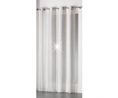 HomeMaison Voilage RayÃ© en luminette avec Fils argentÃ©s, CÃ©ramique, Taupe, 75 x 120 cm