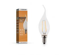 SEBSON Ampoule LED 2.5W (remplace 20W) - Forme bougie/flamme - Culot E14 - Angle du faisceau 160Â° - Blanc chaud - 200lm