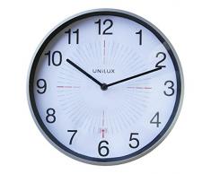Unilux Outdoor Pendule de bureau Système Quartz Radio-pilotée Silencieuse pour Extérieur/Interieur Etanche Lisible jusquà 100 m à 35,5 cm Gris métal