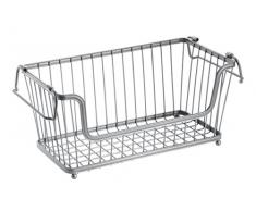 InterDesign York Lyra panier mÃ©tal ouvert pour la cuisine, salle de bain ou bureau, corbeille en mÃ©tal empilable, argentÃ©