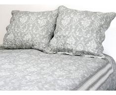 Soleil docre 373092 NADINE Couvre-lit boutis matelassÃ© avec 2 Taies doreiller Polyester Gris 220 x 240 cm
