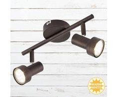 Briloner Leuchten Plafonnier LED plafonnier, avec 2 de rotation pivotant et spots amovibles, culot GU10, avec 2 x 3 W, métal, dimensionsâ¯: 27,5 x 12 cm, couleurâ¯: cuivre antique