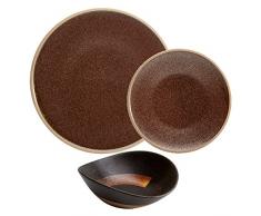 Fairmont & Main Raw Earth Ensemble de Vaisselle, Marron, Lot de 12