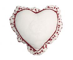 Soleil dOcre Coussin coeur brodÃ© en coton ELOISE Ã volant, Rouge, 40 x 40 cm