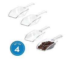 iDesign pelle cuisine pour 1/3 de tasse, grande pelle alimentaire en plastique, mesurette en lot de 4 pour doser de la farine, des Ã©pices ou de la lessive, transparent