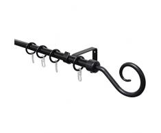 GARDINIA Kit de tringle Ã rideau Hook, Ensemble complet avec matÃ©riel de fixation inclus, Longueur: 130-240 cm, Noir