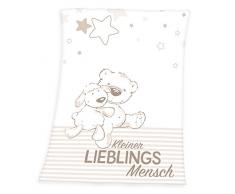 Herding Fynn Couverture Bébé, Inscription « Kleiner Lieblingsmensch », 75 x 100 cm, Microfibre Polaire, Blanc
